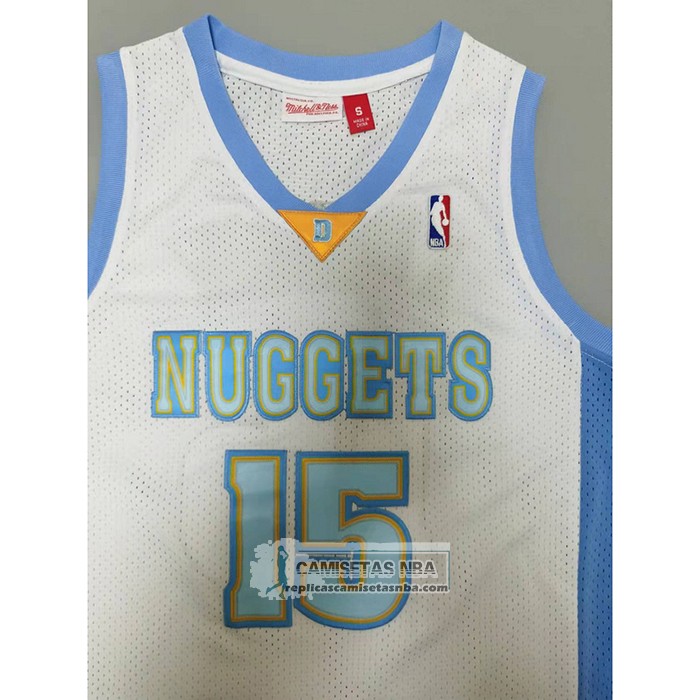 Camiseta Denver Nuggets Carmelo Anthony NO 15 Mitchell & Ness 2006-07 Blanco